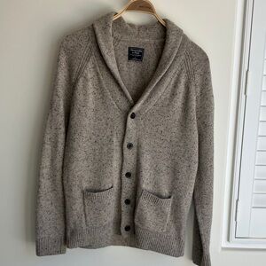 Abercrombie & Fitch Men's Tan Speckled Cotton/Nylon/Wool Cardigan Sweater Size L